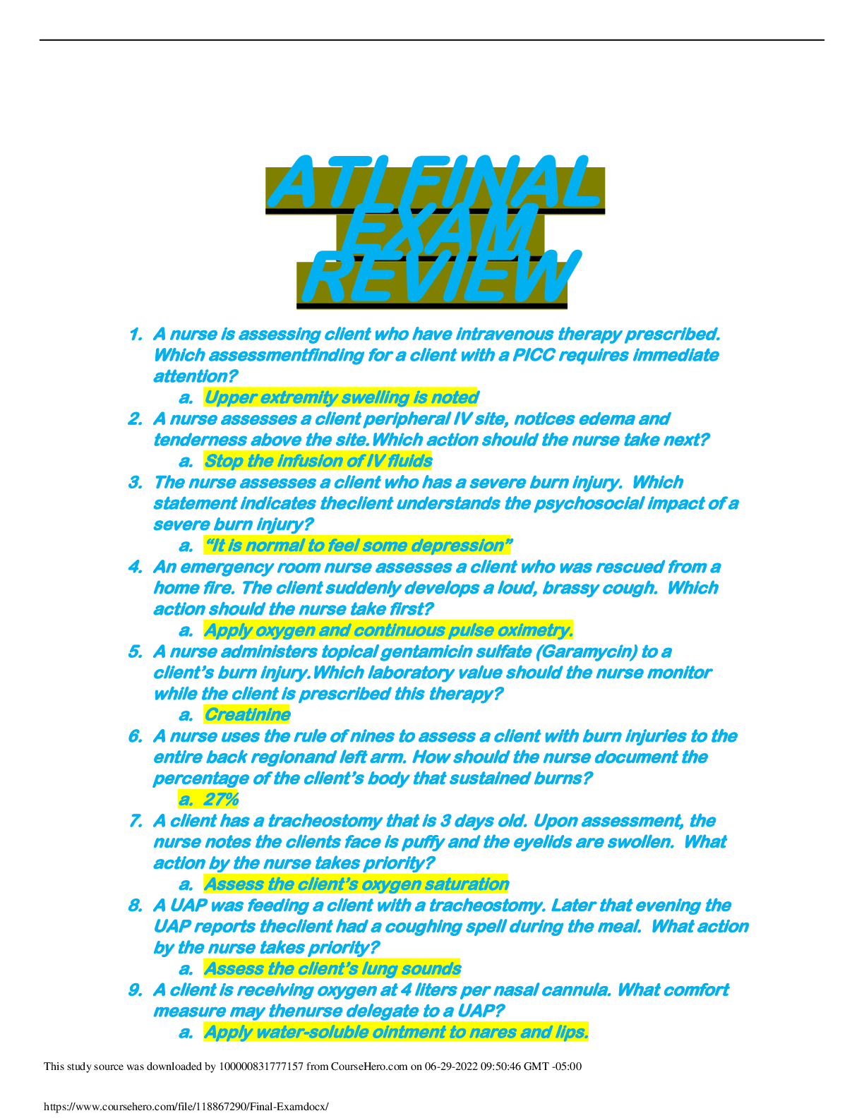 Preview image for ATI FINAL EXAM REVIEW